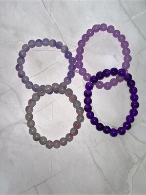 Purple Beaded Stretch Bracelet Set - Women Jewelry Bracelets